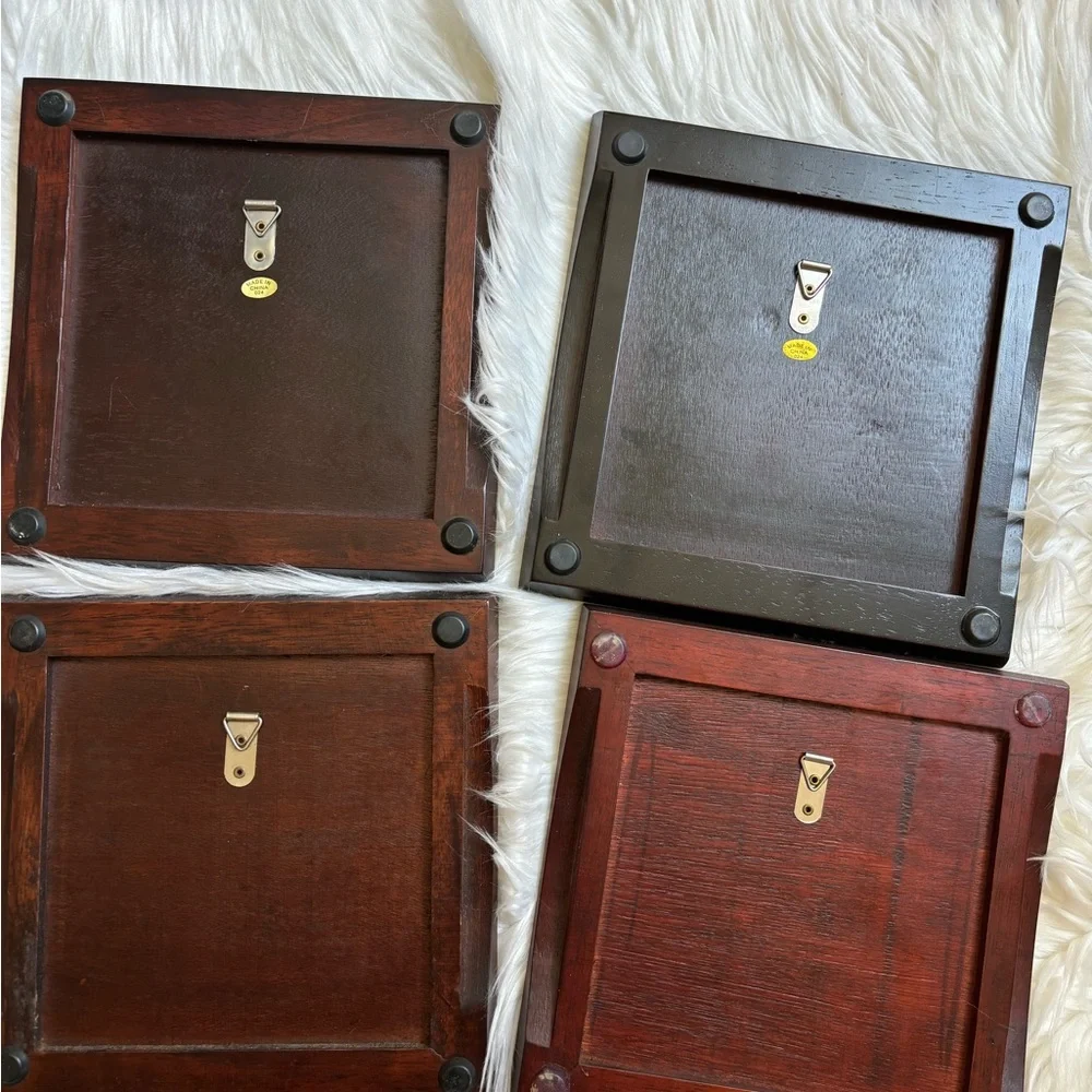 Set of 4 Trivets with Wood Border